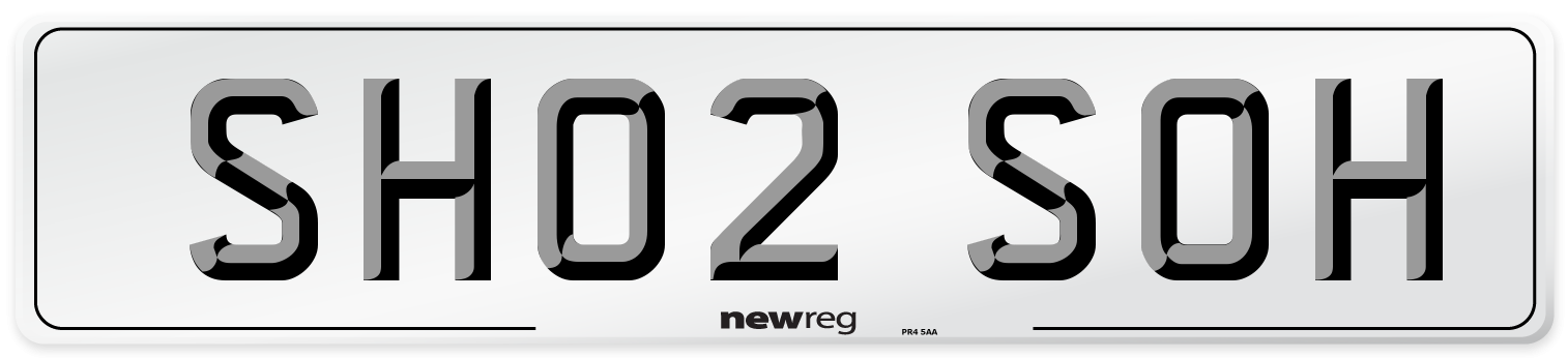 SH02 SOH Number Plate from New Reg